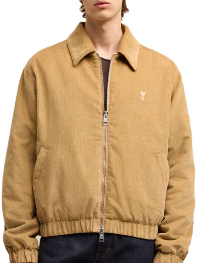 De Coeur Corduroy Bomber Jacket Sand - AMI - BALAAN 3