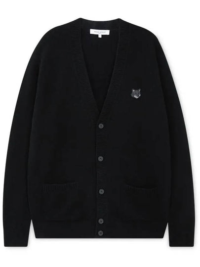 Bold Fox Head Patch Regular Lambswool Cardigan Black - MAISON KITSUNE - BALAAN 2