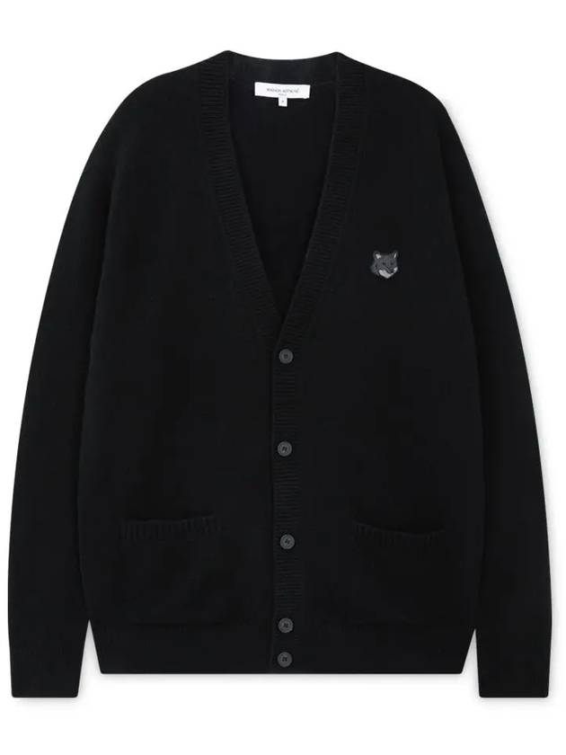 Bold Fox Head Patch Regular Lambswool Cardigan Black - MAISON KITSUNE - BALAAN 4