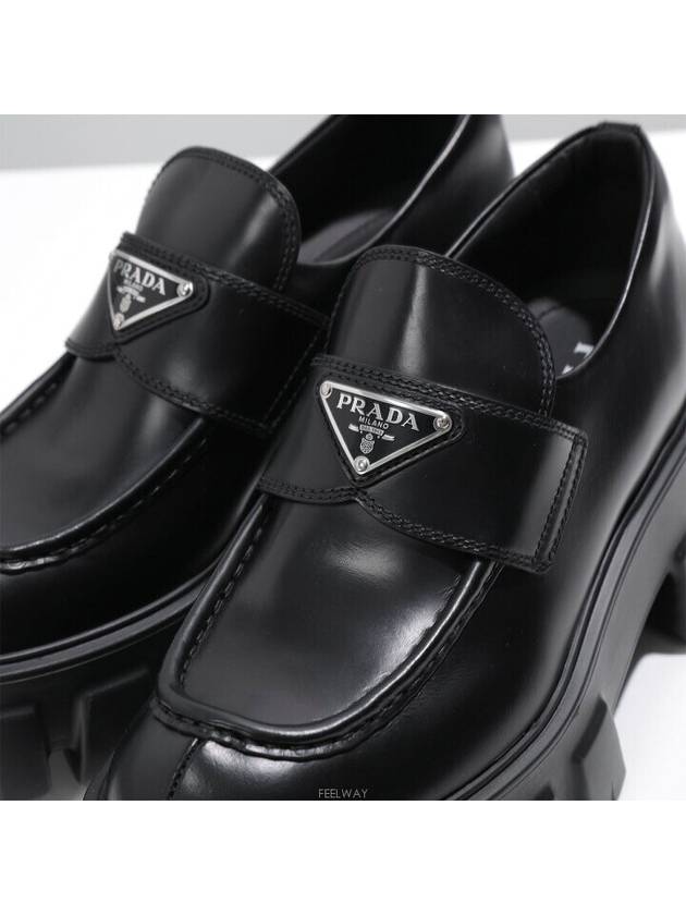 Monolith Brushed Leather Platform Loafers Black - PRADA - BALAAN 5