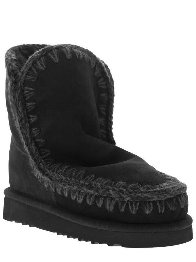 'Eskimo' Black Boots With Rear Logo Application In Suede Woman - MOU - BALAAN 2