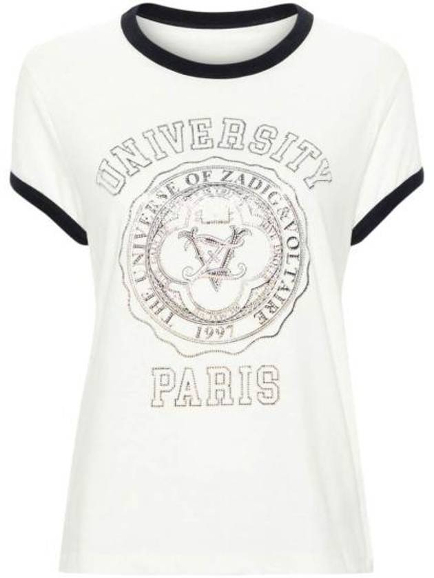 University Graphic Cotton Short Sleeve T-Shirt White - ZADIG & VOLTAIRE - BALAAN 1