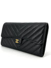 Calfskin gold classic flap long wallet - CHANEL - BALAAN 3