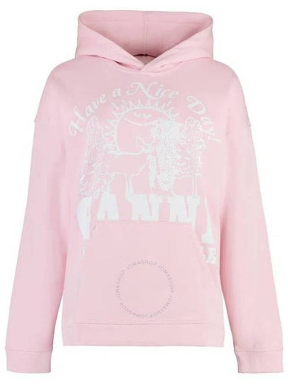 Women's Logo Print Organic Cotton Hoodie Pink - GANNI - BALAAN 2