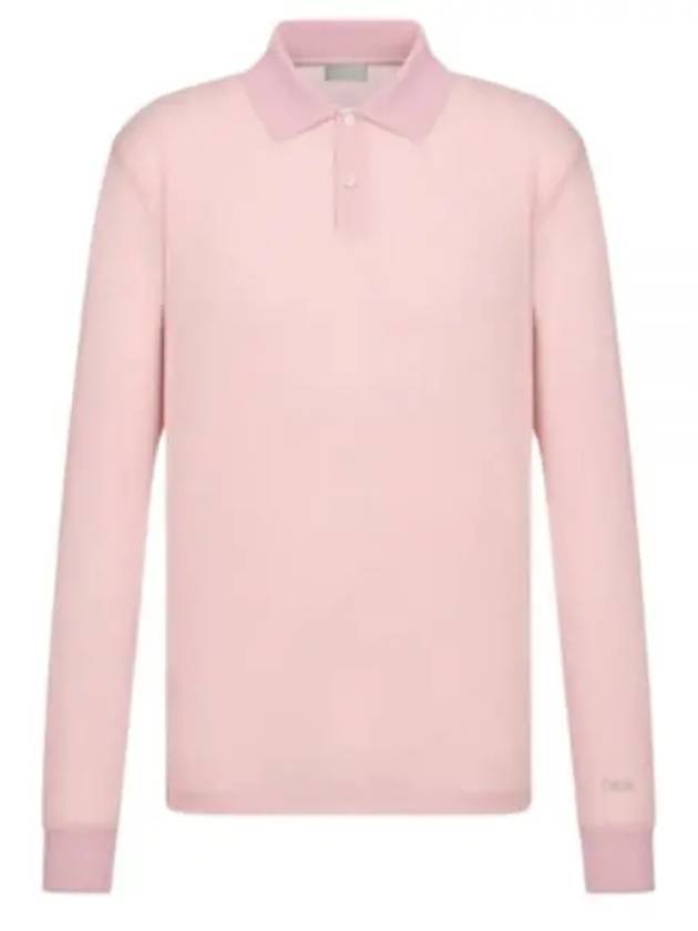 Men's Lightweight Cotton Blend Jersey Polo Shirt Pink - DIOR - BALAAN 2