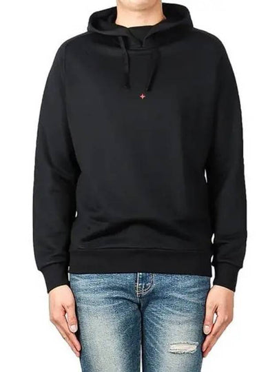 Men's Marina Logo Cotton Hoodie Black - STONE ISLAND - BALAAN 2