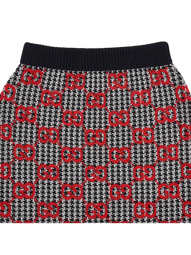 Women's GG Boucl? Pied de Full Wool H-Line Skirt Black Red - GUCCI - BALAAN.