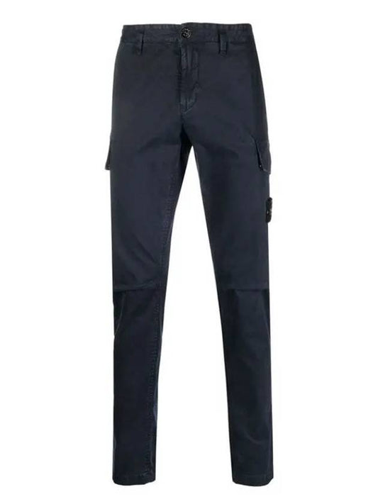 Stretch Broken Twill Garment Dyed Old Effect Cargo Pants Navy - STONE ISLAND - BALAAN 1