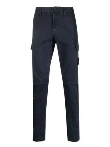 Stretch Broken Twill Garment Dyed Old Effect Cargo Straight Pants Navy - STONE ISLAND - BALAAN 1