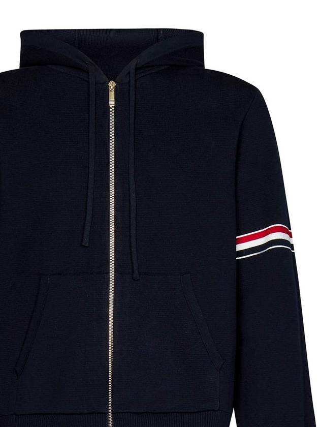 Cotton Milano Armband Zip Up Hoodie Navy - THOM BROWNE - BALAAN 4