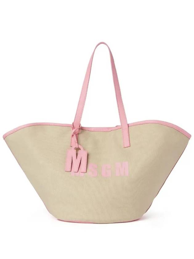 Logo Print Large Tote Bag Pink Beige - MSGM - BALAAN 2