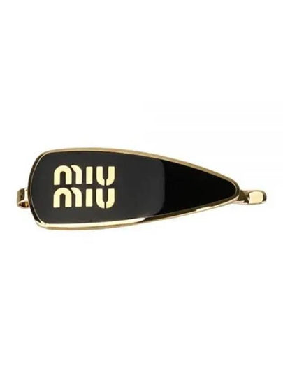 Engraved Logo Enamel Hair Clip Black - MIU MIU - BALAAN 2