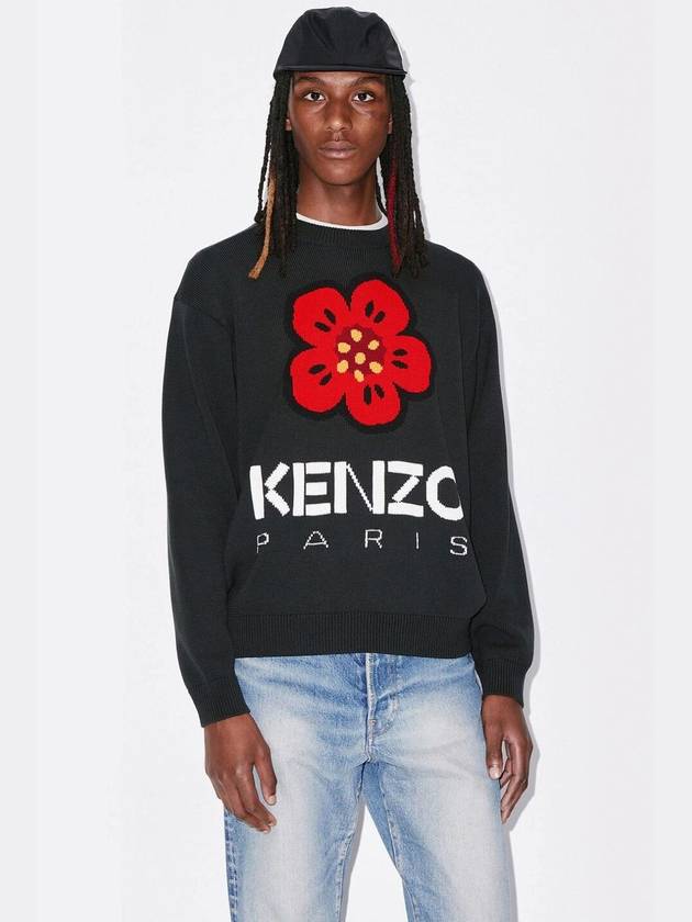 Boke Flower Wool Jumper Knit Top Black - KENZO - BALAAN 2