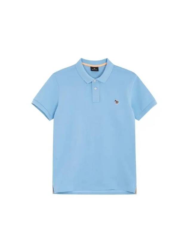 PS Zebra Patch Slim Fit Polo Shirt Blue 271256 - PAUL SMITH - BALAAN 1