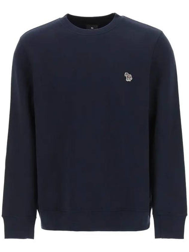 Zebra Patch Cotton Sweatshirt Navy - PAUL SMITH - BALAAN 1