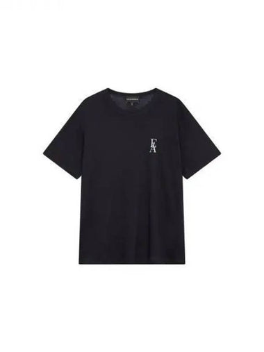 Women s Logo Embroidered Rayon T Shirt Navy 271664 - EMPORIO ARMANI - BALAAN 1