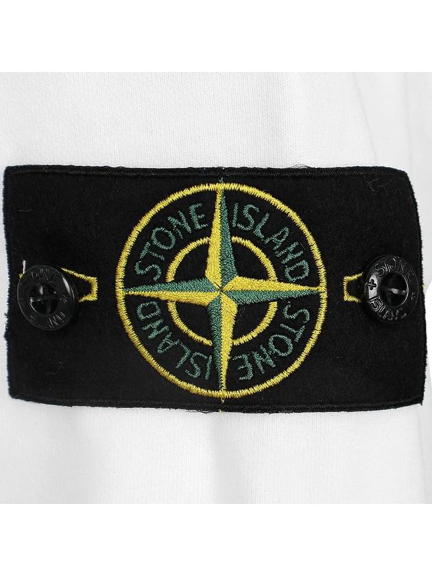 Compass Badge Zip Up Hoodie White - STONE ISLAND - BALAAN 7