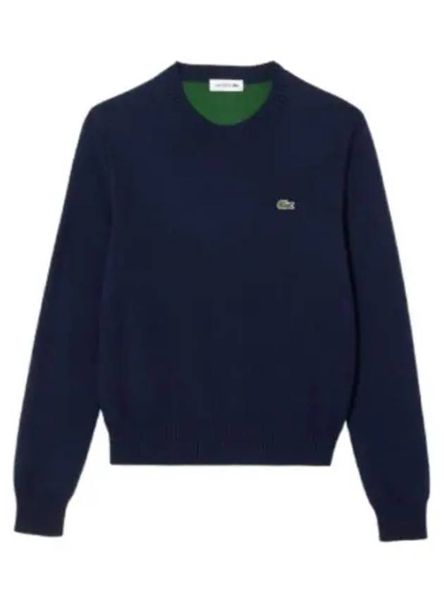 Cotton Crew Neck Knit Top Navy - LACOSTE - BALAAN 2