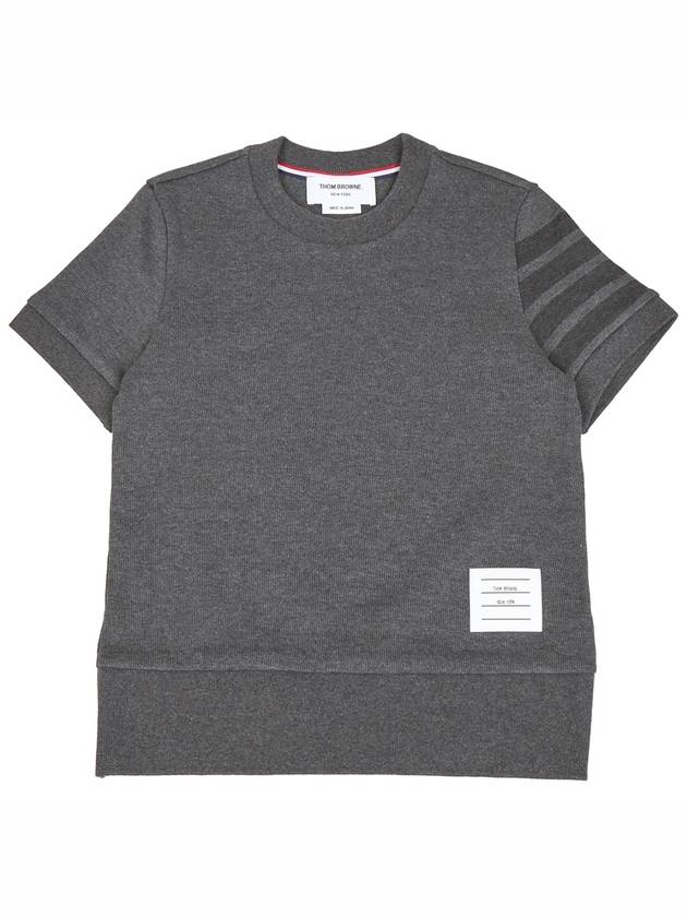 Diagonal Armband Cotton Short Sleeve Knit Top Grey - THOM BROWNE - BALAAN 2