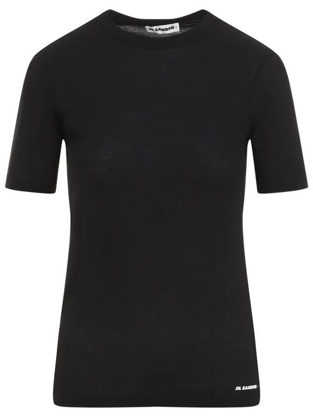 Logo Crew Neck Cotton Short Sleeve T-shirt Black - JIL SANDER - BALAAN 2