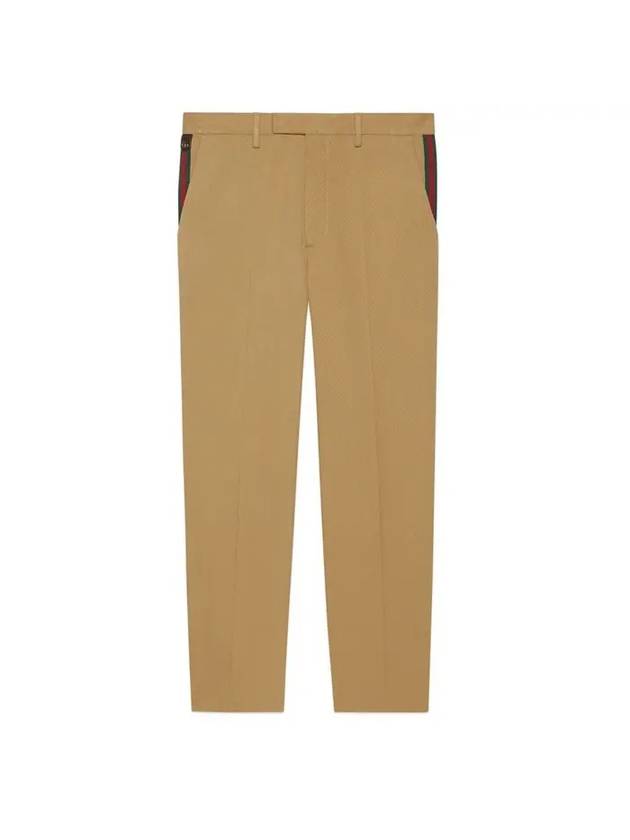 Web Detail Angle Straight Pants Camel - GUCCI - BALAAN 1