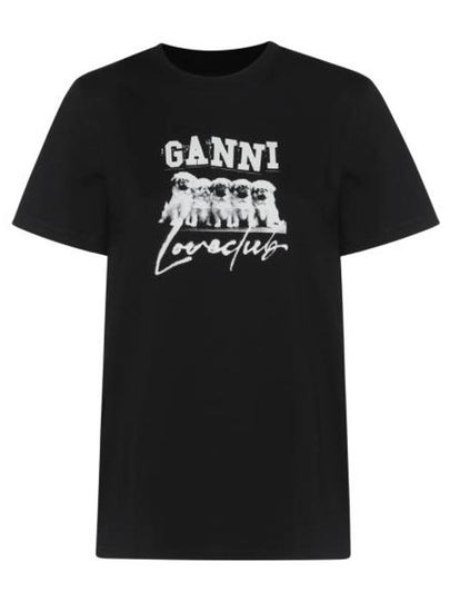 Thin Jersey Puppy Love Relaxed Short Sleeve T-Shirt Black - GANNI - BALAAN 2