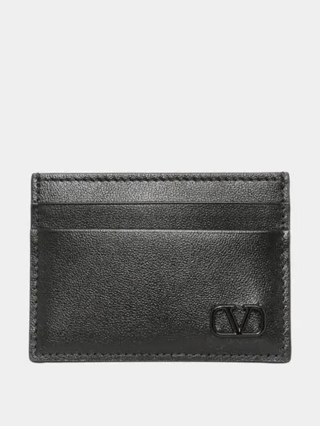 V Logo Signature Card Wallet Black - VALENTINO - BALAAN 2