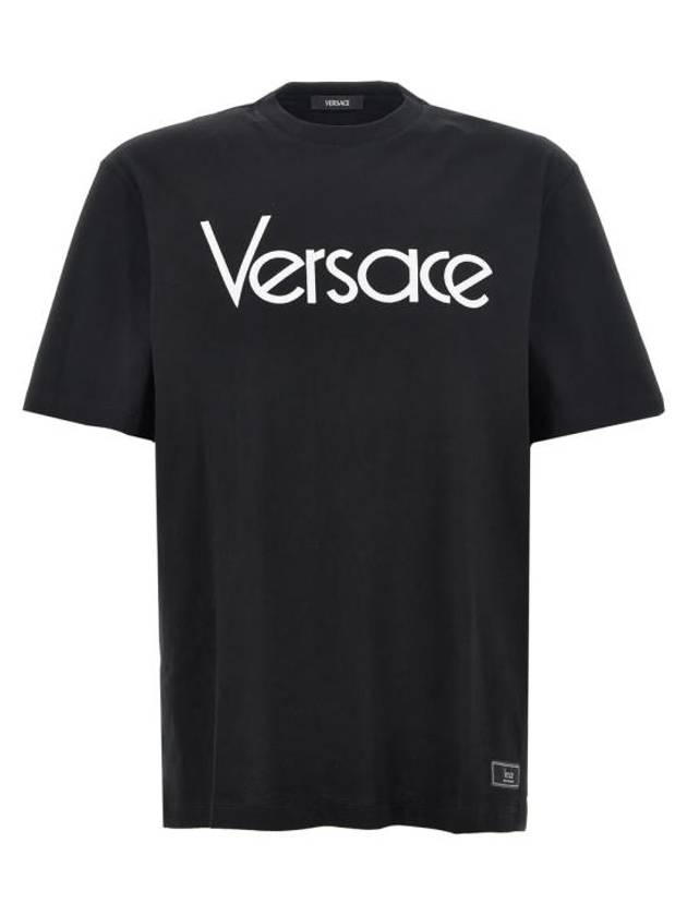 Logo Crewneck Short Sleeve T-Shirt Black - VERSACE - BALAAN 2