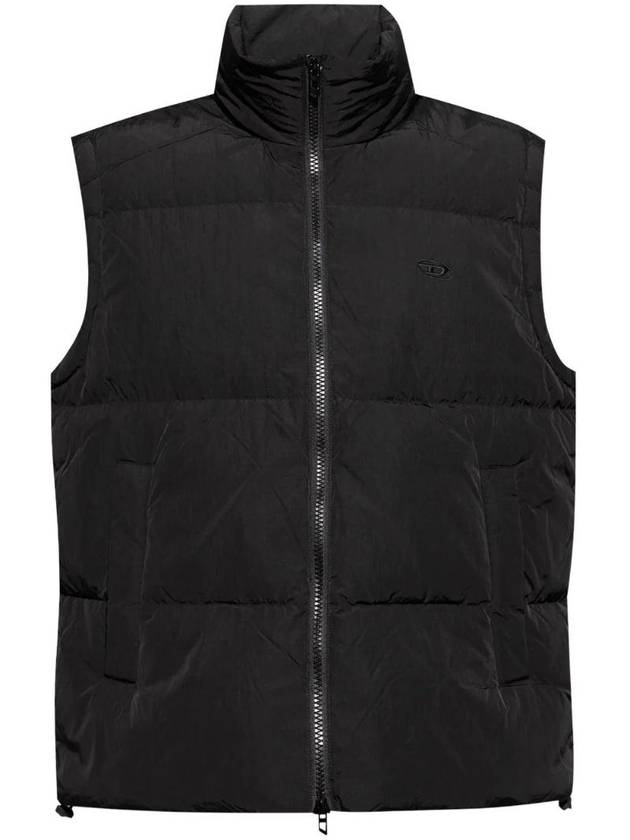 W Raveel SL Wrinkled Nylon Down Vest Black - DIESEL - BALAAN 1