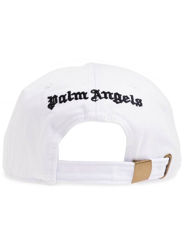 Monogram Embroidered Base Ball Cap White - PALM ANGELS - BALAAN 4