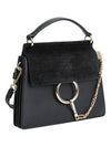 Faye Leather Suede Shoulder Bag Black - CHLOE - BALAAN 4