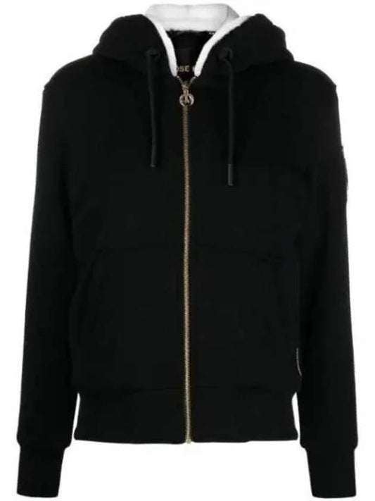 Madison Bunny Logo Gold Hardware Hooded Zip Up Black - MOOSE KNUCKLES - BALAAN 2