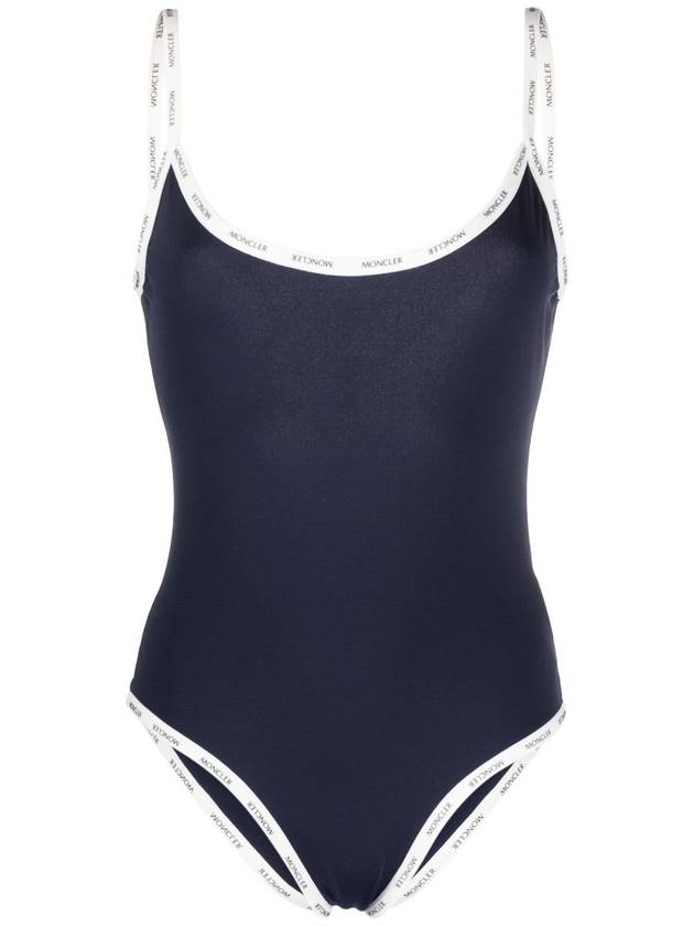 Women's Logo Trimmed One-Piece Swimsuit Navy - MONCLER - BALAAN 2