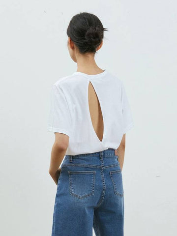 Back slit wrap loose t shirt white - RYUL+WAI: - BALAAN 1