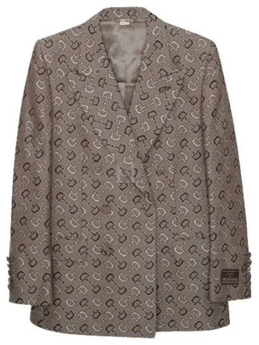 Maxi Horsebit Cotton Jacket Beige Brown - GUCCI - BALAAN 2