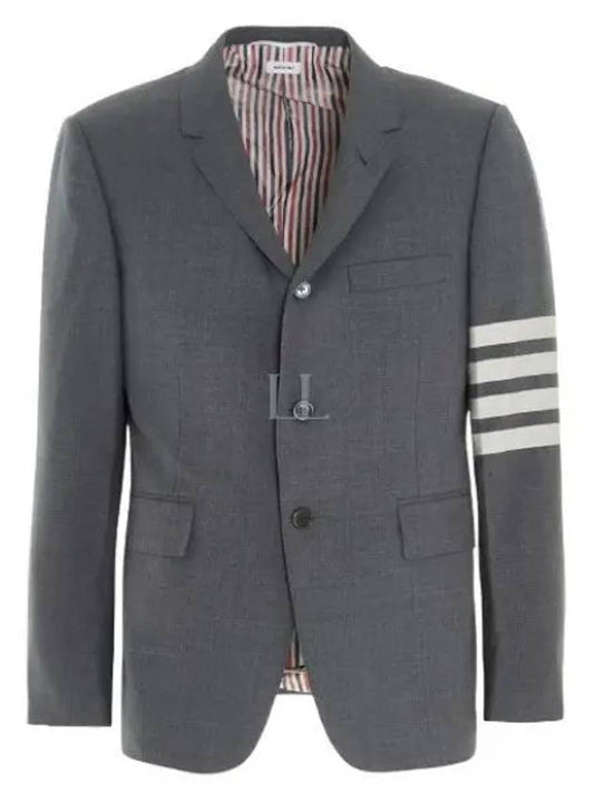 4-Bar Plain Weave High Armhole Sport Jacket Medium Grey - THOM BROWNE - BALAAN 2