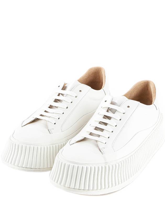 Platform Sole Lace-up Leather Low Top Sneakers White - JIL SANDER - BALAAN 2