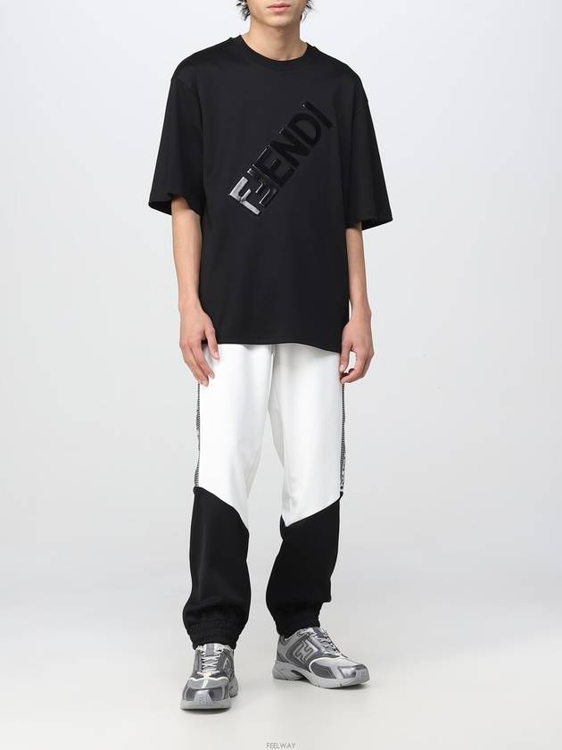 Color Block Logo Side JoGGer Track Pants Black White - FENDI - BALAAN 7