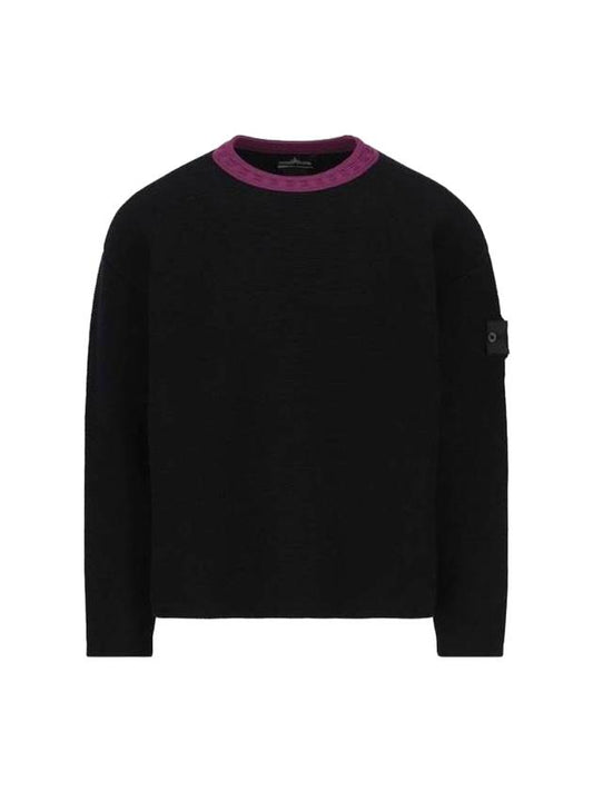 Shadow Project Black Wappen Crew Neck Knit Top Black - STONE ISLAND - BALAAN.