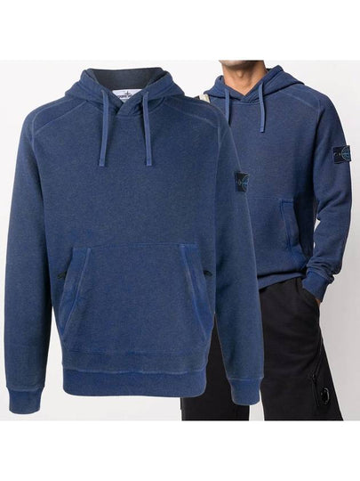 Dust Colour Treatment Hoodie Navy - STONE ISLAND - BALAAN 2