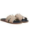 Izmir Leather Slippers Navy Ivory - HERMES - BALAAN 2