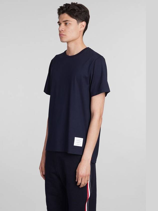 Men's Side Slit Relaxed Short Sleeve T-Shirt Navy - THOM BROWNE - BALAAN 5