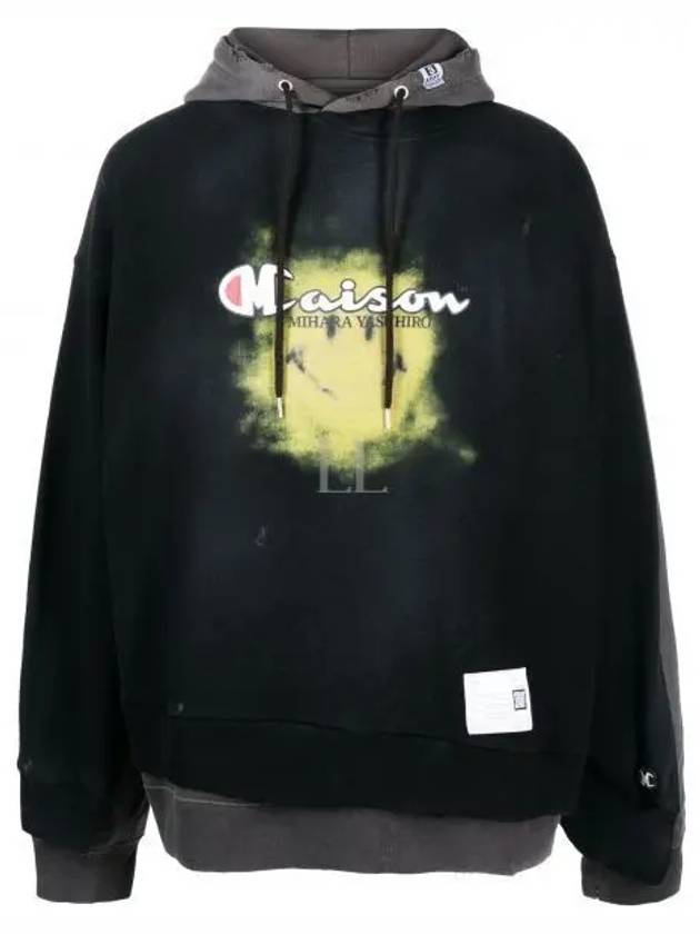 A10HD561 Black Graphic Print Hoodie - MIHARA YASUHIRO - BALAAN 1