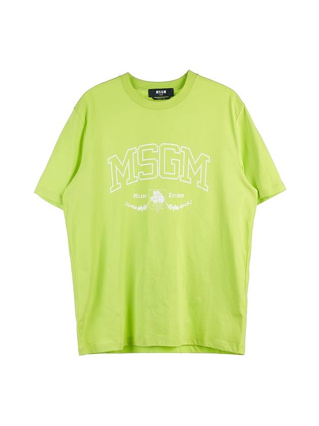 Men's Logo Print Cotton Short Sleeve T-Shirt Green - MSGM - BALAAN 1