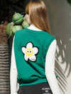 Embroidery Vest Cardigan Daisy Sweat Vest Green MCFW23VT 5GL - MACKY - BALAAN 1