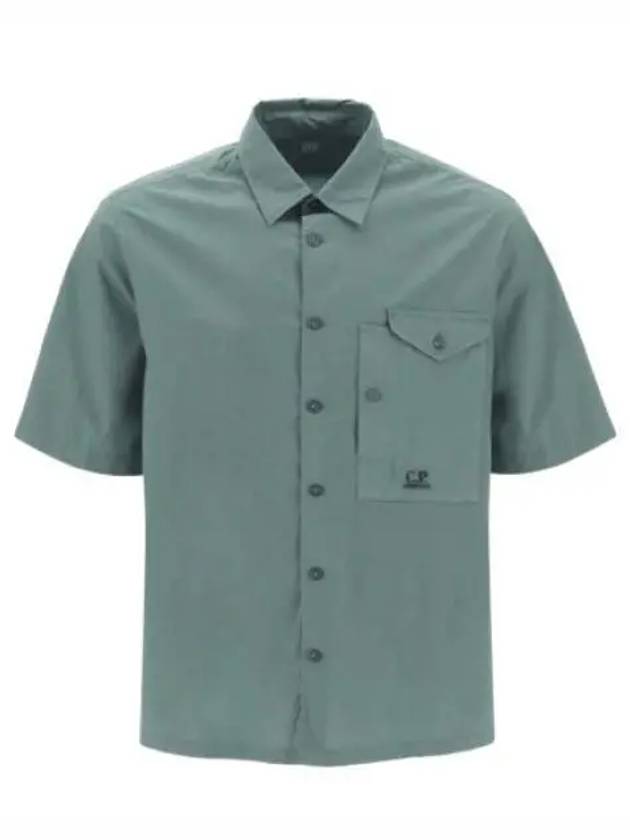 Cotton Popeline Short Sleeve Shirt Green - CP COMPANY - BALAAN 2