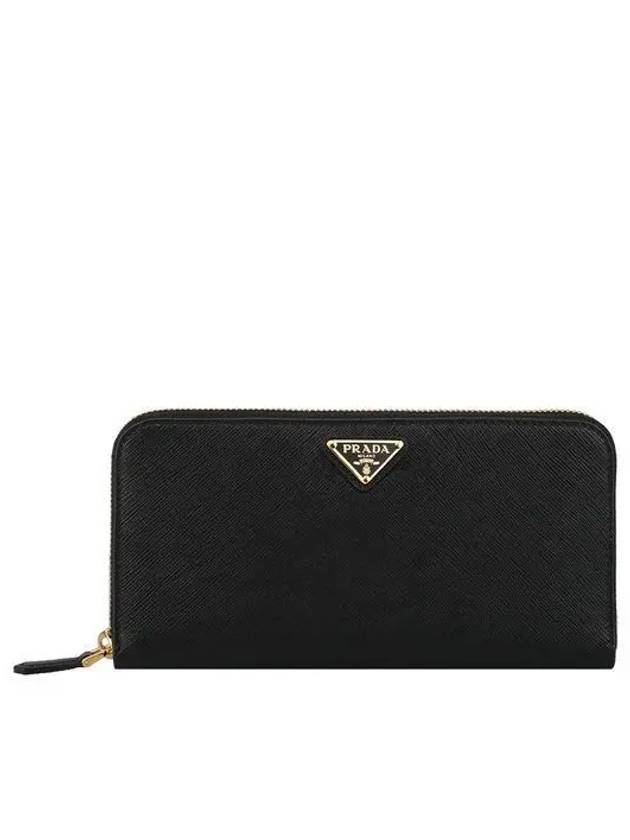 Saffiano Triangle Logo Long Wallet Black - PRADA - BALAAN 2