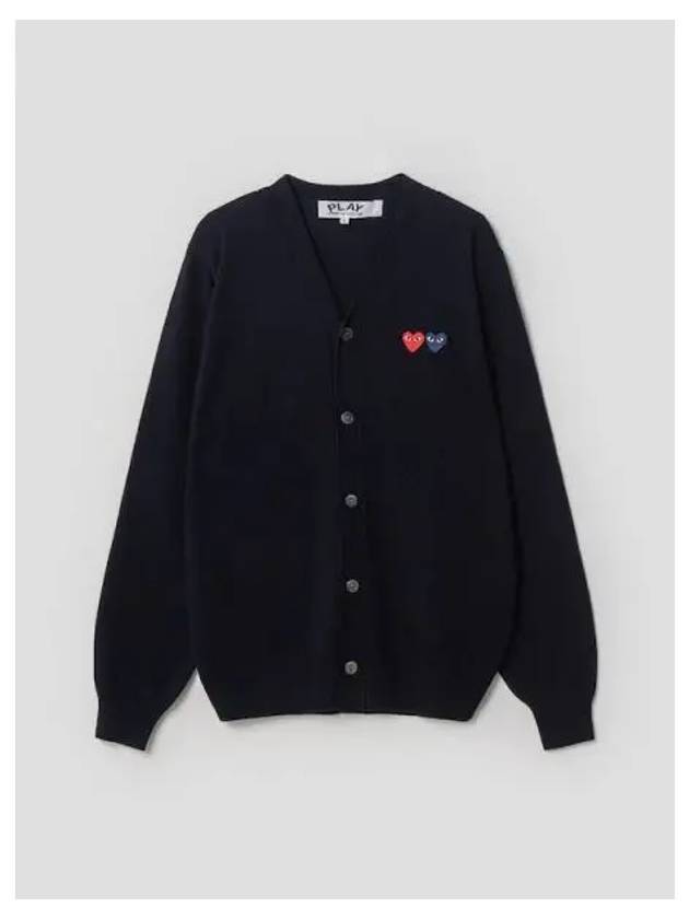 Unisex Double Heart Waffen Spring Fall Cardigan Navy Domestic Product GM0024010927787 - COMME DES GARCONS PLAY - BALAAN 1