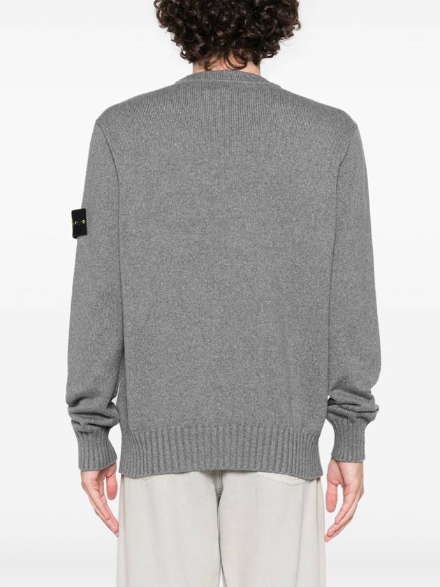 Logo Patch Knit Top Grey - STONE ISLAND - BALAAN 6