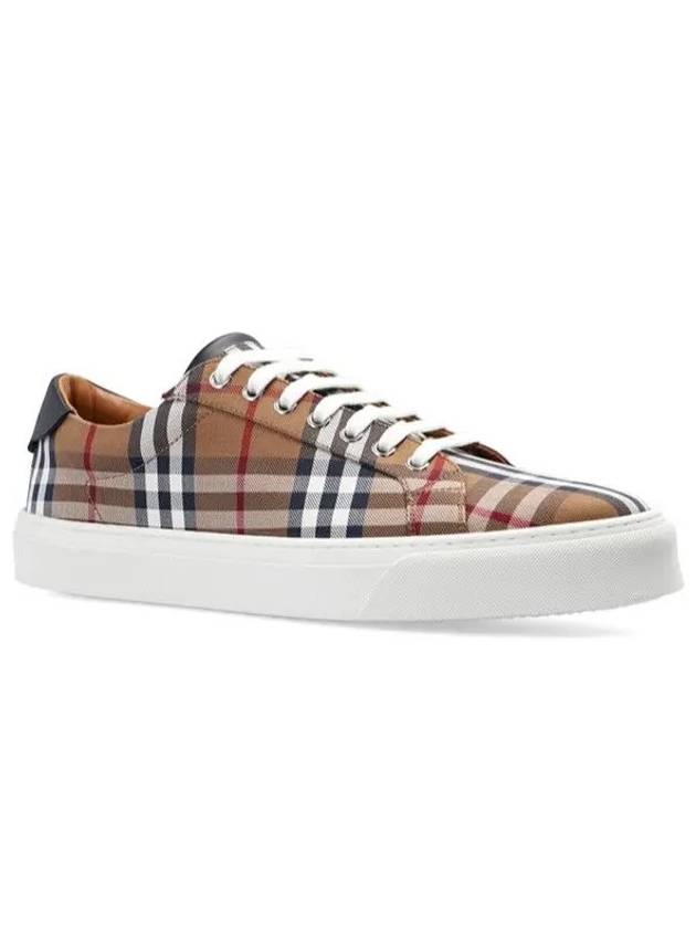 Vintage Check Cotton Leather Sneakers Brown - BURBERRY - BALAAN 3